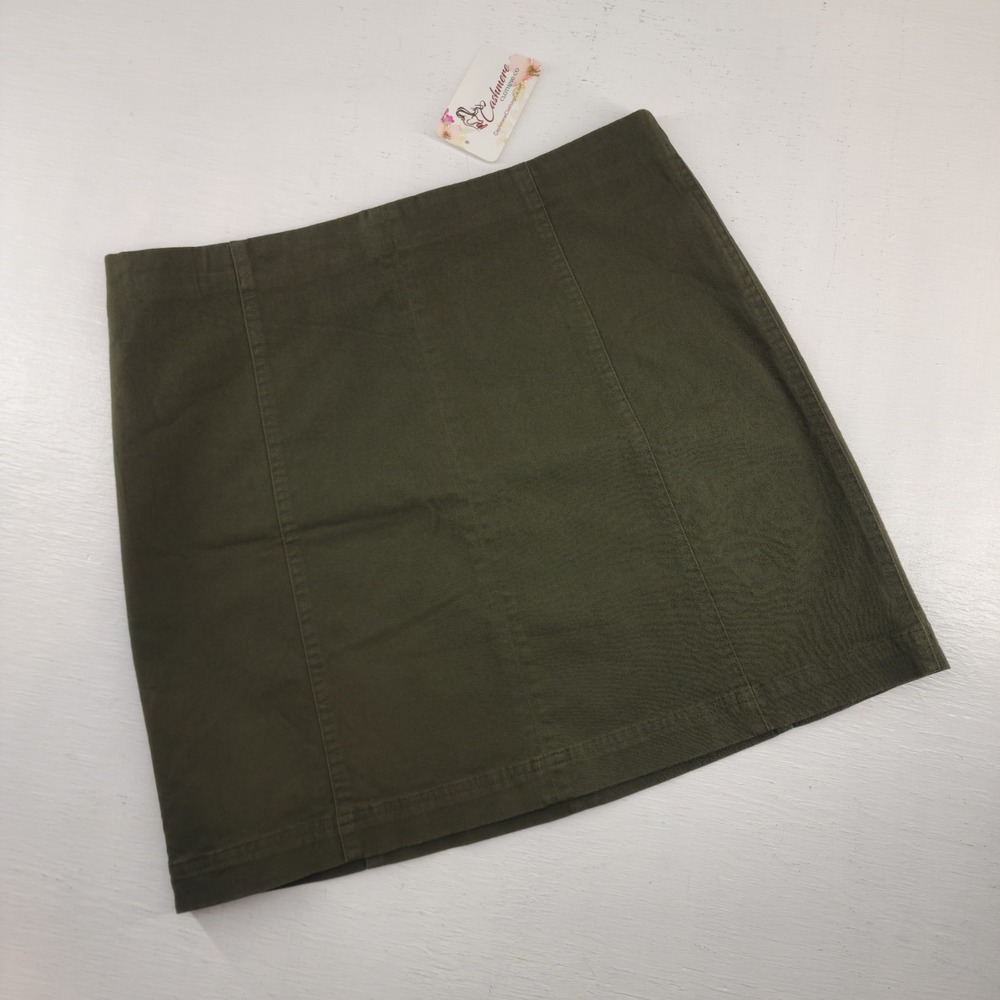 NWT Umgee Olive Green Cotton Stretch Mini Skirt Utility Boho Casual Women Large